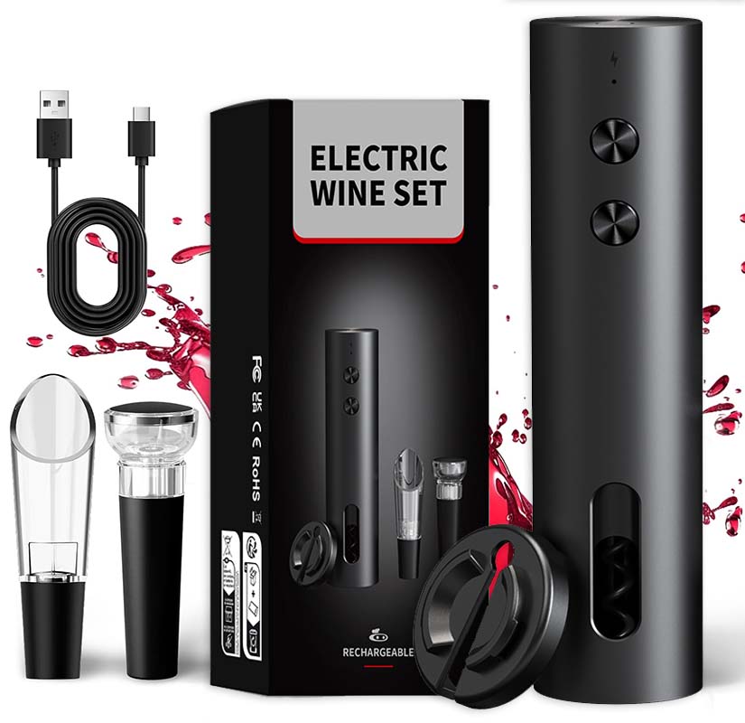 Wine Beer Bottle - 4-in-1 Electric Bottle Wine Opener Set