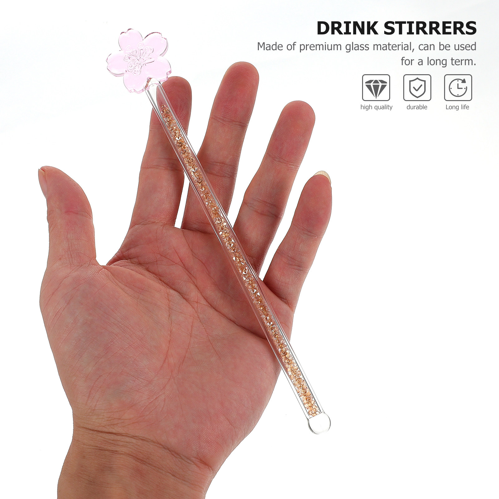 Muddler Cocktail Bar - 1Pcs Glass Stirring Rod Flower Design