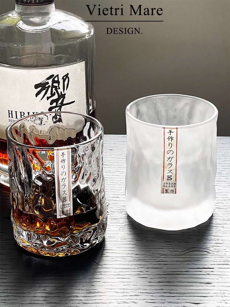 Wine Whiskey Beer - Handmade Vietnamese Glass Cup Hammer Pattern