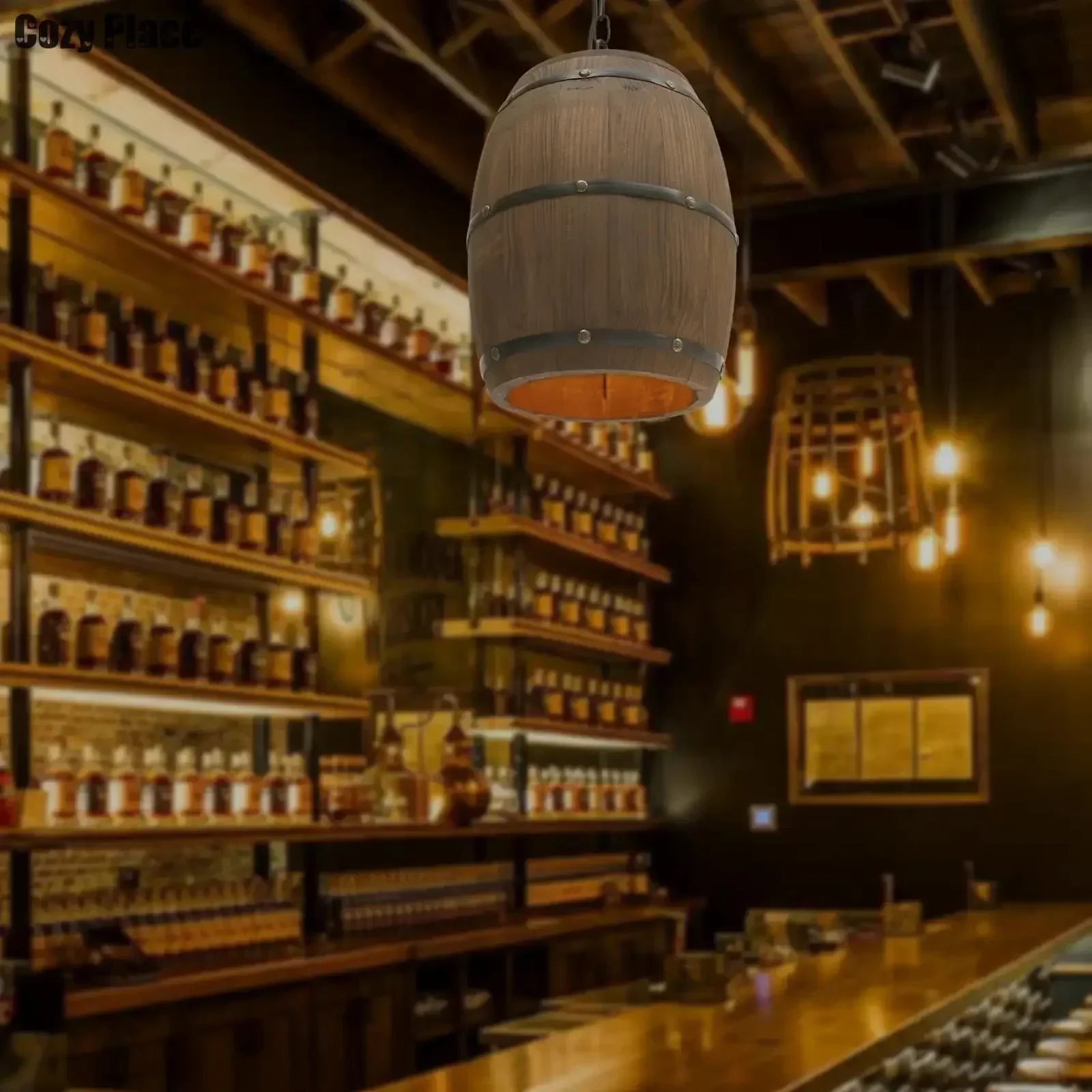 Wine & Beer Packages - Rustic Lamp Vintage Chandelier Wooden Pendant