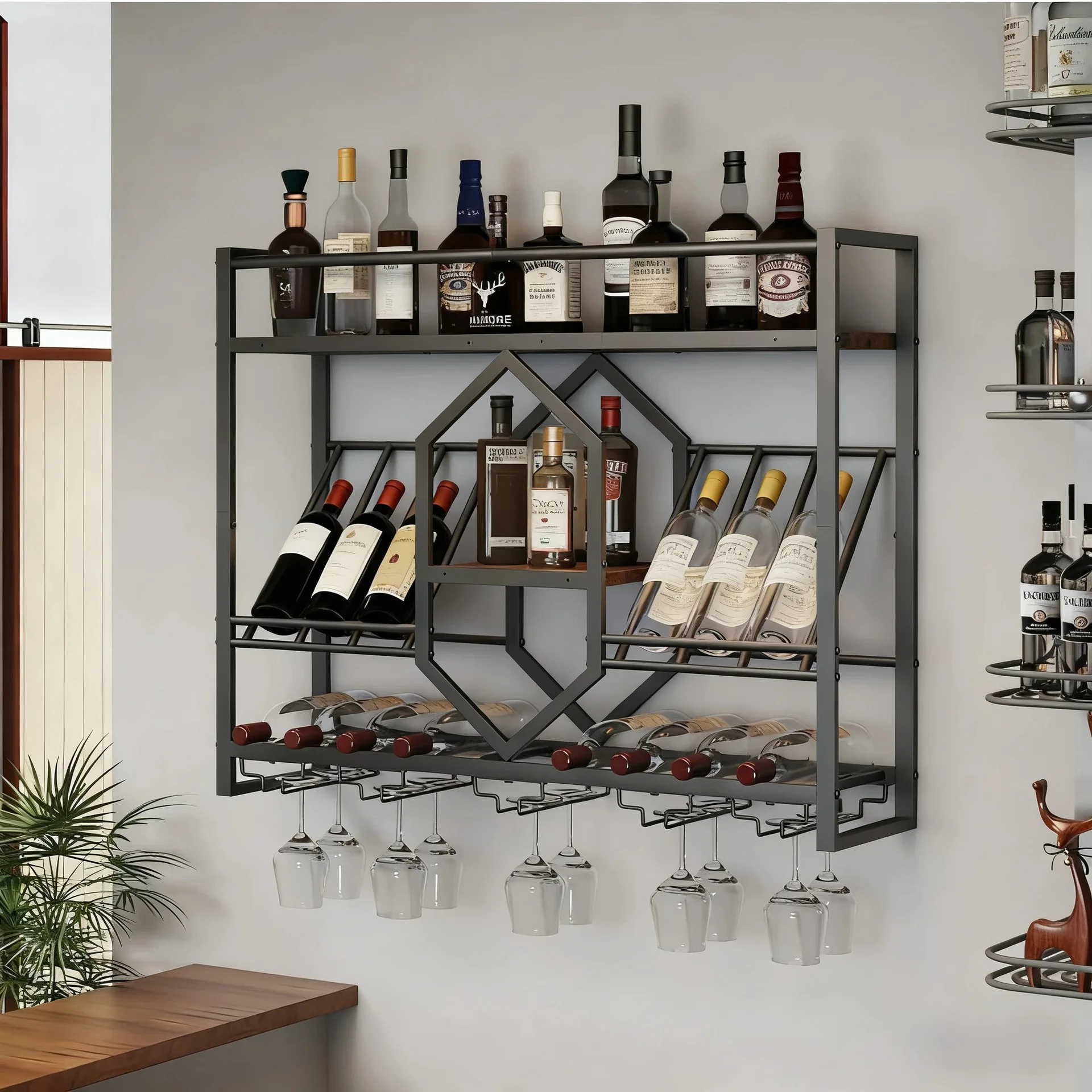 Wrought iron bar wine rack, wa - đánh giá và giá Wine Rack Wall Mount