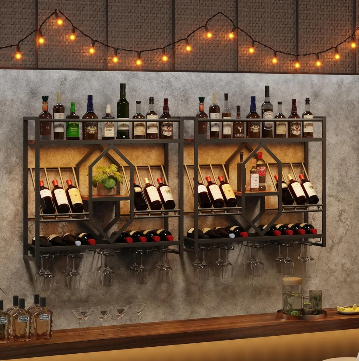 Wrought iron bar wine rack, wa - đánh giá và giá Wine Rack Wall Mount