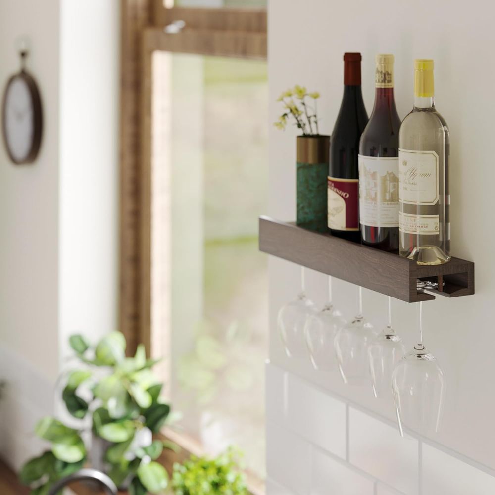 Wall Mounted Wood Floating Win - đánh giá và giá Wine Rack Wall Mount