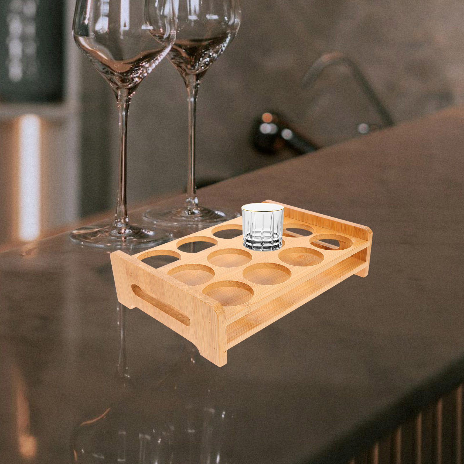 Bamboo Shot Glasses Holder Dis - đánh giá và giá Wine Whiskey Beer