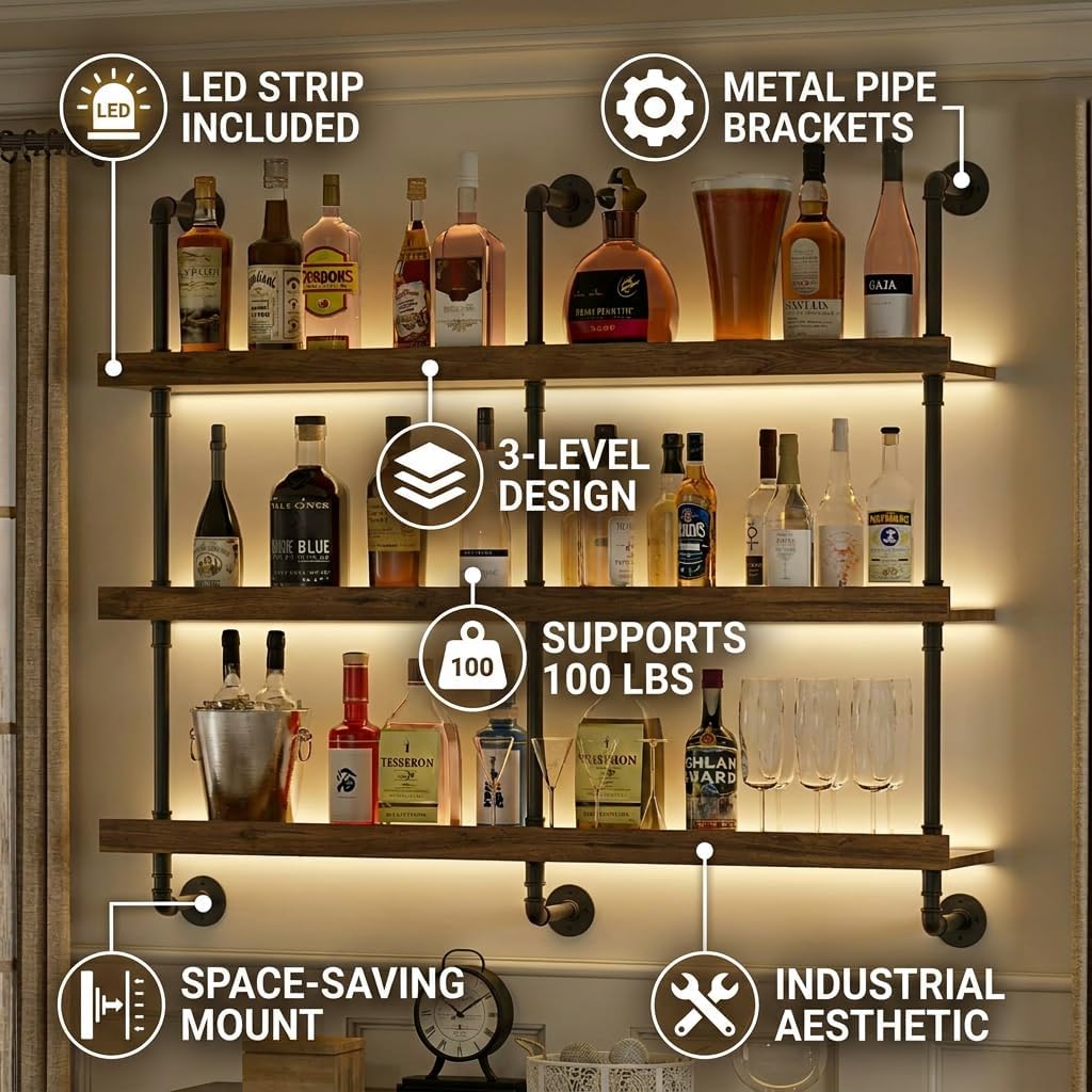 Wall Mounted Wine Rack With LE - đánh giá và giá Wine Rack Wall Mount