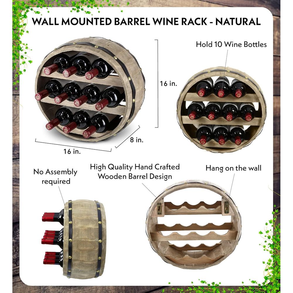 Natural Wood Industrial Wall M - đánh giá và giá Wine Rack Wall Mount